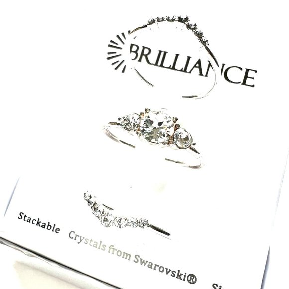 NIB NWT Brilliance 3-pc. Swarovski Clear Crystal Ring Set Size 7 Size 9 … - Picture 6 of 7